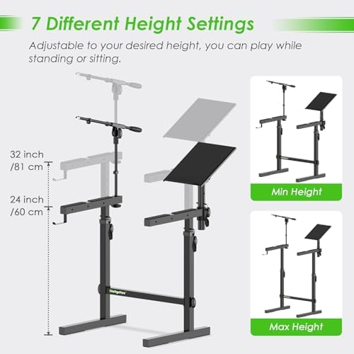 Keyboard Stand Heavy Duty Piano Stand with Mic and Laptop Stand