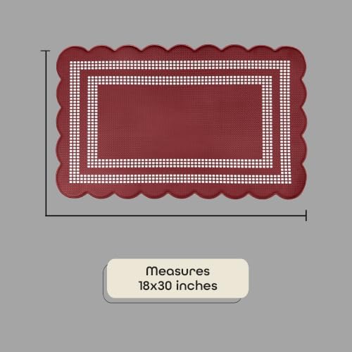 Anti Fatigue Scallop Mat 18 x 30 in, Remi, Burgundy/Ivory
