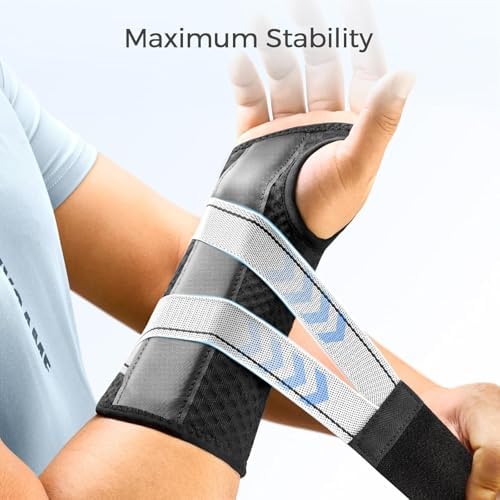 FREETOO Carpal Tunnel Wrist Brace Night Support.Black,Left Hand,XS
