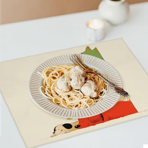Stacked Dogs Colorful Washable Placemats Set of 4, Durable Heat Resistant Table Mats 17.7 X 11.8 Inch for Dining Table Kitchen Decor Indoor Use
