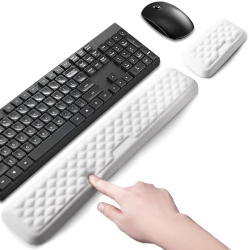 Keyboard Wrist Rest Mouse Wrist Support, Memory Foam Wrist Rest Pad for Computer Laptop, Ergonomic Wrist Cushion Support for Typing Pain Relief, Gaming Home Office, White