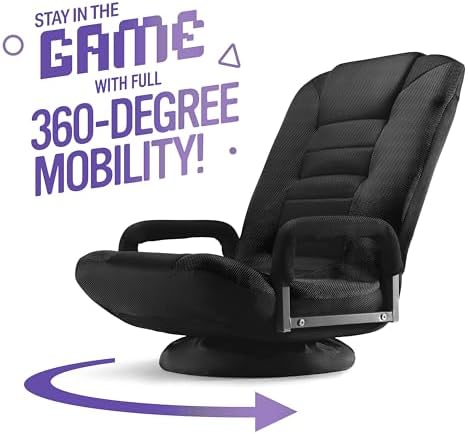 Kids Gaming Chair, Swivel Floor Video Lounger, 6 Positions, Folds to Store