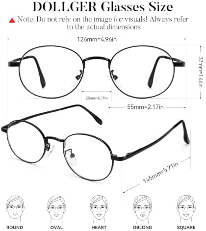 Dollger Oval Blue Light Glasses for Women Retro Anti Bluelight Blocker Glasses Men for Computer Small Metal Frame Eyeglasses