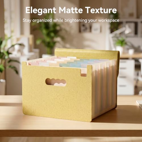 ThinkTex Accordion File Organizer, 26 Pockets File Folders, Dusty Butter