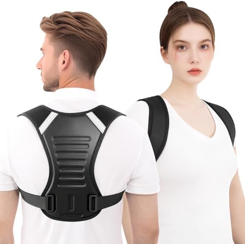 Posture Corrector for Women and Men Upper Back Brace Straightener Scoliosis Instant Shoulder Straps Support Thoracic Hunchback Correction Kyphosis Upright Straight Adjustable (Black XXL/XXXL)