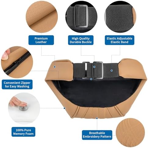 Car Headrest Pillow for Driving Memory Foam Palomino Brown 1 Pack