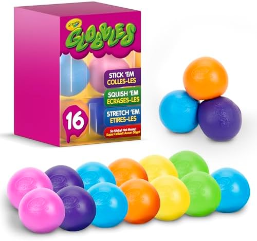 Crayola Globbles Squish Toys (16ct), Sticky Stress Ball for Adults & Kids, Squishy Balls, Calming Sensory Gift for Stress Relief