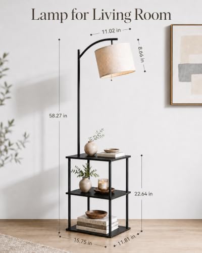 GERGO Floor Lamp with Table, Side Table for Living Room, 3 CCT 9W LED Bulb