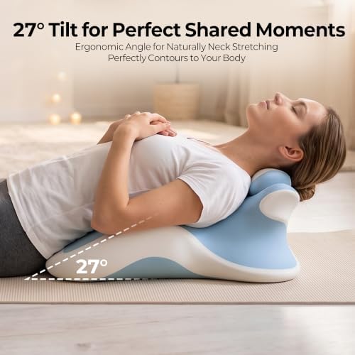 27° Angled Wedge Pillow, Support for Neck Back Waist(Sky Blue & White)