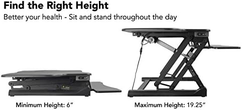 Mount-It! 48.5" Electric Standing Desk Converter for Dual Monitors, Motorized Sit Stand Electric Desk Riser with USB Port & Device Slot, Keyboard Tray, Adjustable Height Ergonomic Workstation, Black