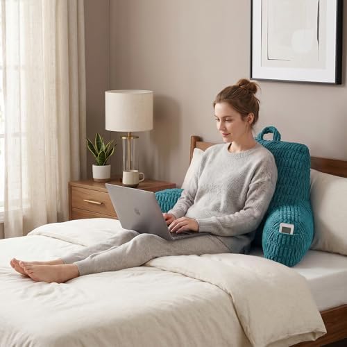 Reading Pillow for Sitting in Bed with Arm,Olive Corduroy,M