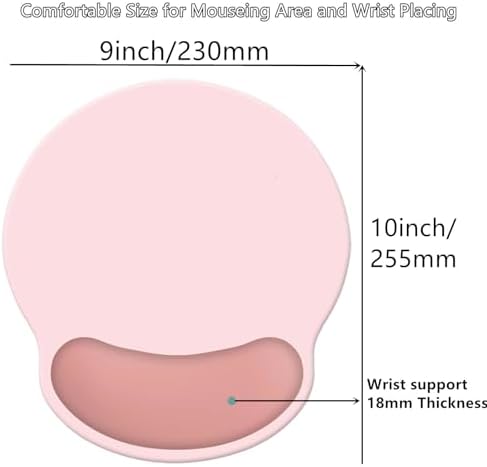 Wrist Rest Support Mouse Pad,Ergonomic Memory Foam Mouse Mat 9x10in Non-Slip Rubber Base Pain Relief Mousepad for Computer, Laptop(Loverly Pink Foam)
