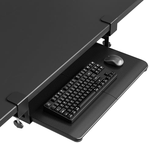 BONTEC Under Desk Keyboard Tray, Pull-Out Keyboard & Mouse Platform