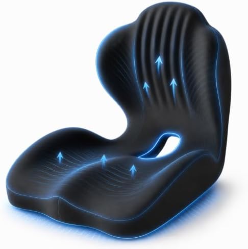 Ergonomic Memory Foam Seat Cushion with Back Support, Office Chair Cushion