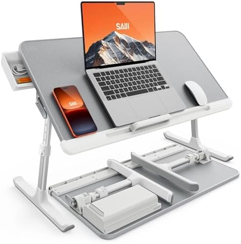 SAIJI Laptop Bed Tray Table - Adjustable Lap Desk for Couch (Gray)