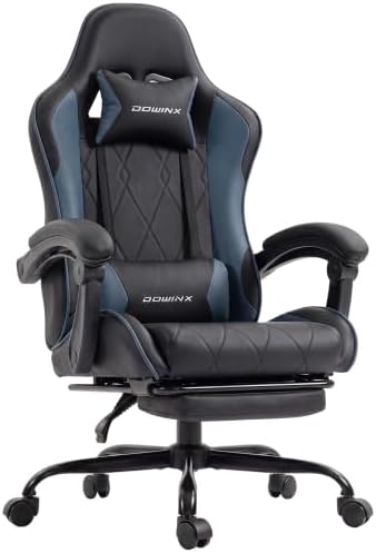 Dowinx Gaming Chair with Footrest, Ergonomic Office Chair, Blue