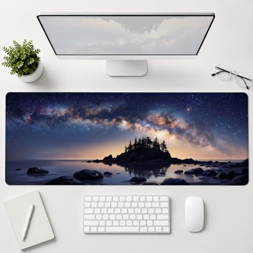 Galaxy Galaxy Night Skyline Landscape Nature Large Mouse Pad 16x36 Inch