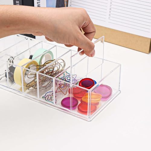 NatSumeBasics Clear Drawer Organizer 8-Section Desk Compartment