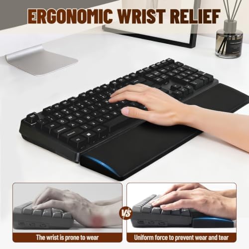 17 Inch Silicone Keyboard Wrist Rest, 0.59 Inch Thick Ergonomic Wrist Support for Full Size Mechanical & Membrane Keyboards, Honeycomb Non-Slip Pad for Office Gaming (Black)
