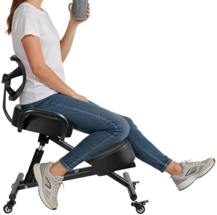 Ergonomic Kneeling Chair with Backrest & Lumbar Support