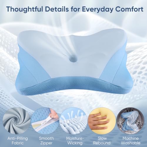 Cervical Neck Pillow, Memory Foam Contour Pillow, Queen