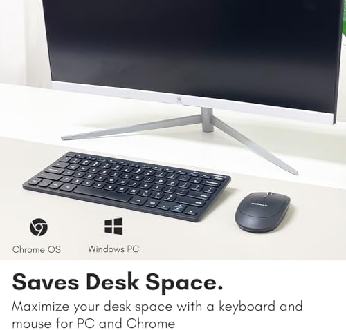 Macally Small Wireless Keyboard and Mouse Combo - Quiet Productivity Duo - 2.4G Wireless Compact Keyboard and Mouse for PC - 78 Key Mini Keyboard and Mouse with Slim Body, Click Buttons, & 3 DPI Modes