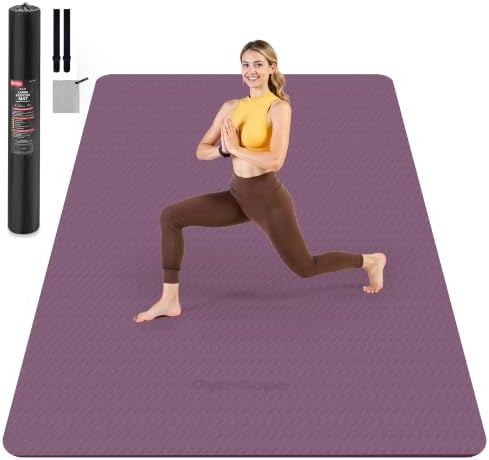 Extra Large Yoga Mat – 72"x48" or 78"x57", 1/4"–1/2" Thick Mat for Women & Men, TPE Non-Slip Pilates Mat for Home Gym, Yoga, Stretching, Meditation
