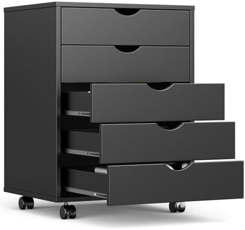 OLIXIS 5 Drawer File Cabinet with Wheels, Under Desk Storage Printer Stand