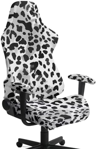 Cow Print Stretch Gaming Chair Cover with Armrest Covers Non Slip Anti Scratch Gaming Chair Slipcover