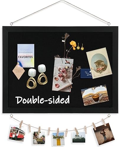 DOLLAR BOSS Double-Sided Bulletin Boards with Linen, 16"x12" Black Cork Board