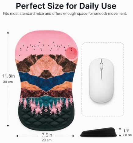 Ergonomic Mouse Pad with Wrist Rest, Mouse Pad with Memory Foam Massage Support, Non-Slip PU Base, Comfortable Typing Cushion for Home Office Computer Laptop, Sunrise