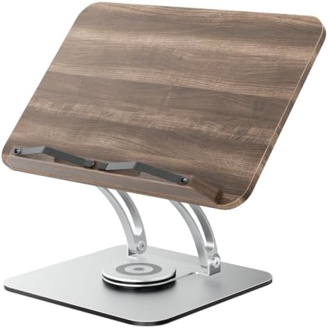 Tounee Adjustable Book Stand with 360° Swivel Base,Bright Silver