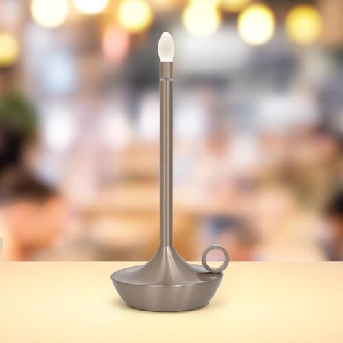 Rechargeable Cordless Table Lamp, Battery Table Light | Stepless Dimming Portable LED Table Light with Memory Function, for Outdoor/Dinner/Patio/Restaurant.(Black)