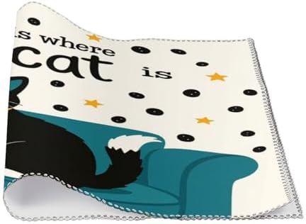 Home is Where The Cat is Washable Placemats Set of 4, Durable Heat Resistant Table Mats 17.7 X 11.8 Inch for Dining Table Kitchen Decor Indoor Use