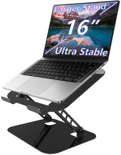Adjustable Laptop Stand Computer Riser for Desk, Black