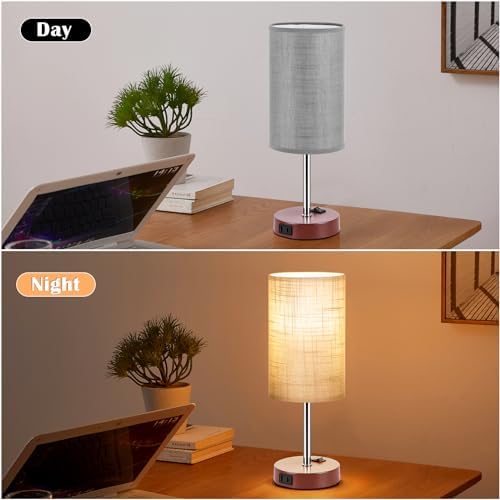 ZJOJO Bedside Table Lamp Set of 2, 13.8" Small Lamp for Bedroom Nightstand
