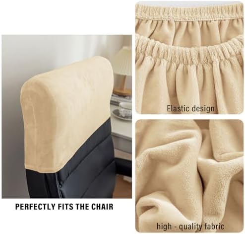 Stretch Office Chair Headrest Cover, Velvet Headrest Protector for Office Chairs, Head Rest Covers for High Back Computer Chairs, Furniture, Recliner Chair, 2 Pack, Dark Coffee