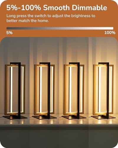 EDISHINE LED Table Lamp Set of 2, Modern Dimmable Nightstand Lamps, Gold