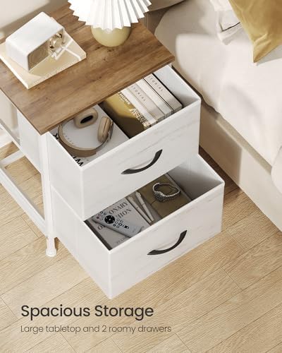 SONGMICS Nightstand with 2 Fabric Drawers, Bedside Table, Side End Table
