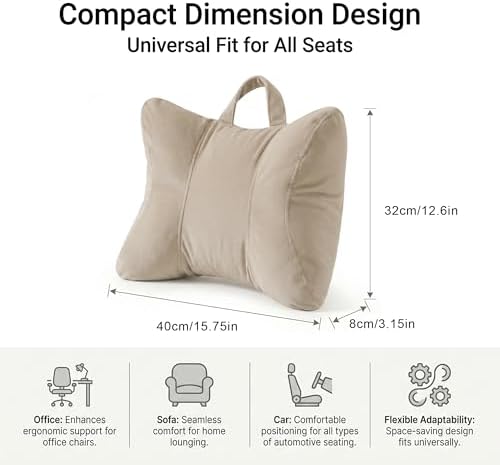 Back Support Cushion for Office Chair and Car Seat, Warm Beige