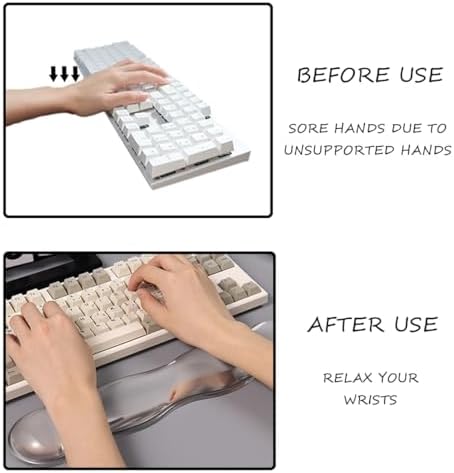 Sumgsn White Gel Wrist Rest Set, Clear Keyboard and Mouse Rest for 60%/75%