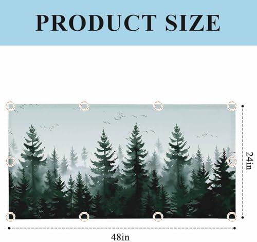 Pine Tree Forest Magnetic Fluorescent Light Covers for Ceiling Lights 2 x 4 Feet, Green Landscape Nature Decor Office Classroom Kitchen Drop Ceiling Light Covers Lighting Filters Shade Panel 4 Packs