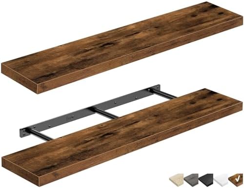 QEEIG Extra Long Floating Shelves for Wall (Brown, Set of 2, 47.2")