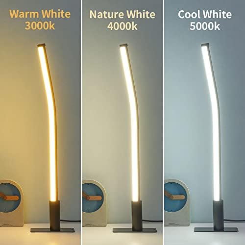 Modern Metal Table Lamp for Bedroom Living Room,17.32"/44CM Small Slim Bedside Lamp with Cord (USB 5V 2A),Minimalist Design,3 Led Light Modes,Dimmable Desk Lamp for Home Office,Black