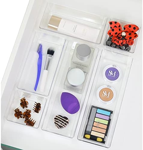 Simple Houseware Clear Drawer Organizer for Office Bin Desk Storage, 3.25"x 9.5", 4 Packs