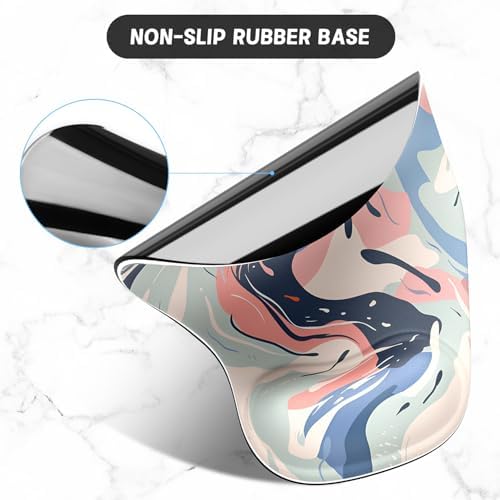 ITNRSIIET Ergonomic Mouse Pad Coaster Set with Gel Wrist Support Wrist Rest Smooth Surface Non-Slip PU Base Comfortable Office Supplies Pain Relief, 9.5 x 8.3 inches, Art Style Pattern