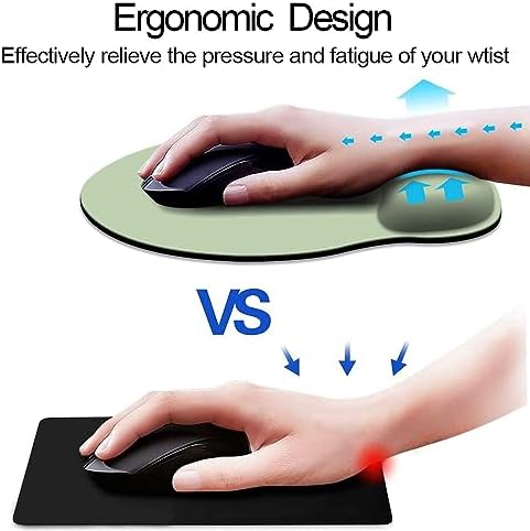 DOOKE Ergonomic Mouse Pad with Wrist Support, Cute Wrist Pad with Non-Slip Rubber Base for Computer, Laptop, Home Office Gaming, Working, Easy Typing & Pain Relief,Sage Green