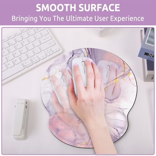 KONVINIT Ergonomic Mouse Pad with Wrist Rest, Purple Mousepad with Non-Slip Rubber Base and Smooth Surface, Small Mouse Pads for Desk, Office Desk Accessories