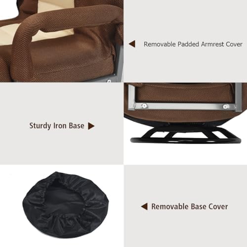 GIANTEX Floor Chair with 360 Degree Swivel Base, Adjustable Backrest, Lumbar Support, Armrest, Foldable Lazy Sofa Rocker for TV, Reading, Playing Video Games, Gaming Chair Floor, Beige/Brown