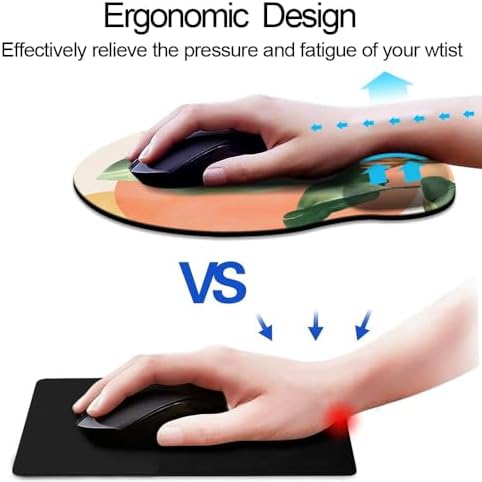 Ergonomic Mouse Pad with Wrist Support,Mouse Pad with Wrist Rest and Coaster Set,Office Supplies Non-Slip Mouse Pads for Desk, Non-Slip Comfortable,Tropical Plants